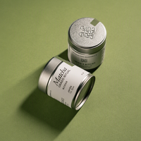 Boîte en fer blanc ronde personnalisée pour matcha, 30g 40g, qualité alimentaire, vide, argentée, pour café, matcha, thé, emballage en gros