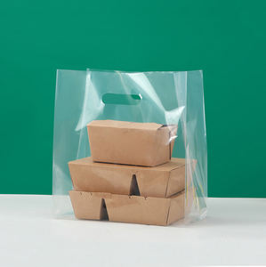 Bolsa de Plástico Transparente Troquelada al por Mayor para Restaurante, Bolsa con Asa para Llevar Comida, Bolsa de Embalaje Personalizada con Logotipo para Pan y Pasteles, Bolsa de Compras - Product Image 1