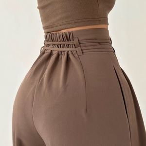 <span class=keywords><strong>Pantaloni</strong></span> lunghi moda Y2k a gamba larga da <span class=keywords><strong>donna</strong></span> eleganti elasticizzati a vita alta a doppia coulisse <span class=keywords><strong>pantaloni</strong></span> <span class=keywords><strong>larghi</strong></span> da ufficio - Product Image 5