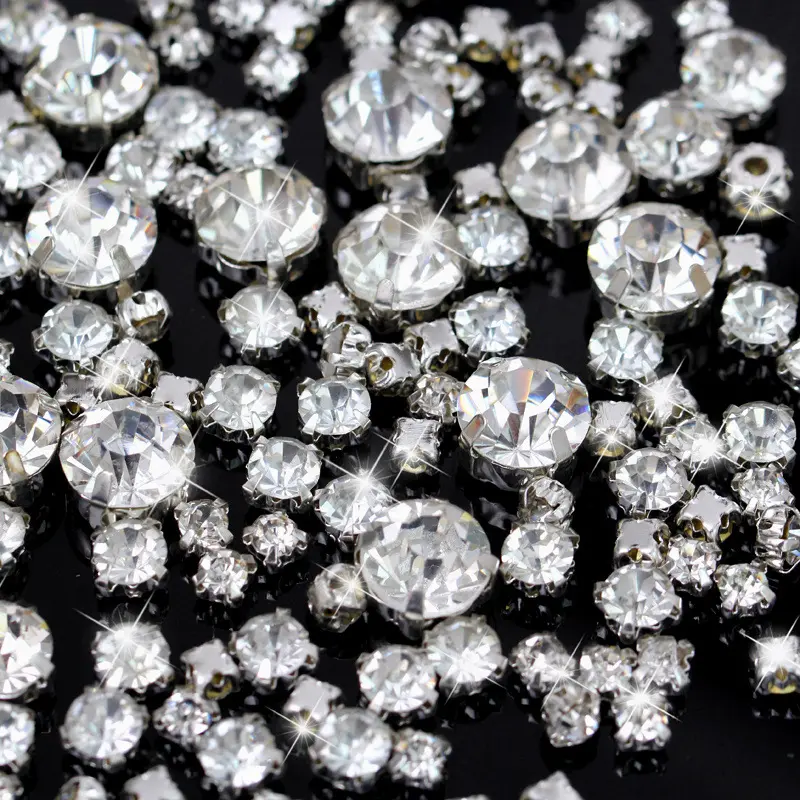 Diamantes de imitación con garra de cristal para coser, accesorios para ropa