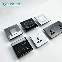 Nuevo Interruptor de Pared Cuadrado de Lujo con Botón, Panel de Vidrio Templado y PC, 1 Gang, 13A, Enchufe con Interruptor y LED, para Dubái, Reino Unido, Villas y Hoteles