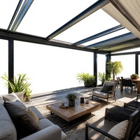 Moderna Terraza Acristalada de Aluminio con Triple Cristal, Techo Retráctil Insonorizado, Refugio para Jardín Exterior
