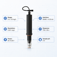 Sensor Digital de Cloro Residual Autolimpiante, Sin Membrana, Tres Electrodos, RS485 4-20mA para Tratamiento de Agua