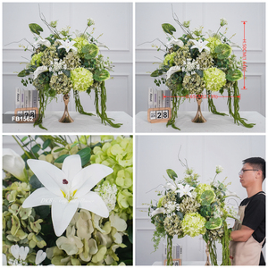 ลูกบอลดอกไม้ประดิษฐ์สีเขียวแบบสมจริง ทำจากผ้าไหมสีเขียว ตกแต่งสไตล์โมเดิร์น ทำด้วยมือ เป็นมิตรกับสิ่งแวดล้อม - Product Image 3