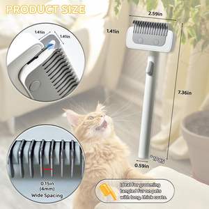 Peine de anudado para mascotas de piel mate, cepillo de botón de liberación con un clic - Product Image 2