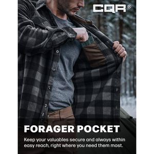 Chemise en polaire à carreaux pour homme, manches longues, épaisse, chaude, décontractée, pour l'extérieur, avec poches - Product Image 6