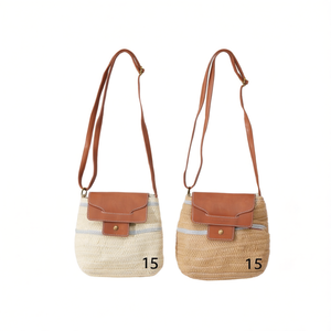 BOSLO Bolso bandolera cuadrado de piel con solapa y hilo dorado 26x20x10cm - Product Image 1