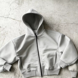 380 500 Gsm algodón en blanco liso de lujo recortado Sudadera con capucha pulóver hombres personalizado Oversize Streetwear Heavyweight hombres sudaderas con capucha sudaderas - Product Image 3