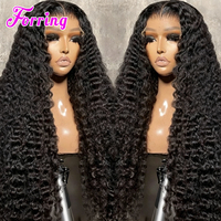 Wig Rambut Asli India Raw Indian Loose Deep Wave 30 Inch Burmese Curly Wave Full Lace Human Hair Wig 180 Density 13X6 Deep Wave Lace Front Wigs
