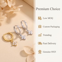 Klassische Vintage Zirkonia 925er Sterlingsilber Gold- und Silberbeschichtete Vierblattblumen-Ohrringe für Geschenke und Partys
