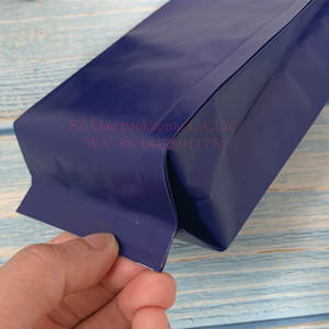 Pochette d'emballage de grains de café de thé à gousset latéral noir blanc bleu mat avec valve à cravate - Product Image 6