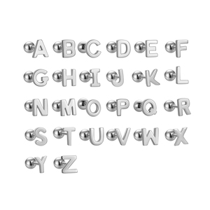 ต่างหูเงินแท้ 925 รูปตัวอักษร A ถึง Z แบบเกลียว สำหรับผู้ชายและผู้หญิง - Product Image 2