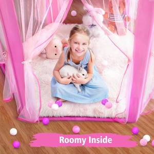 Grande tente de jeu château de princesse pour filles avec lumières étoiles, jouet pour enfants, jeux intérieurs et extérieurs - Product Image 4