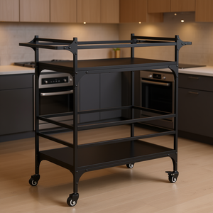 Carrello da Cucina in Legno Ingegnerizzato Nero 32.3x15.7x30.9 Pollici con 2 Ripiani, Design Moderno - Product Image 2