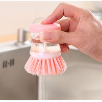Brosse de nettoyage multifonctionnelle créative pour la cuisine, mini brosse hydraulique pour la vaisselle et les casseroles avec distributeur de liquide