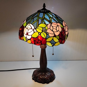 LongHuiJing Classic 12-Inch European Floral Tiffany Stained Glass <b>Table</b> <b>Lamp</b> Zinc Alloy <b>Base</b> Flexible Simple Elegant Vintage - Product Image 2