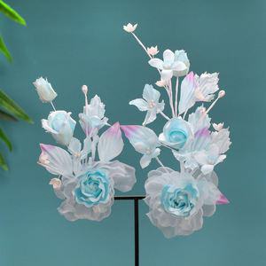Nuevo diseño original, pinza para el pelo con flor azul claro hecha a mano, sesión de fotos de maquillaje y peinado, falda estilo caballo, cheongsam, Hanfu - Product Image 3