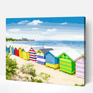 Beach house Coloured elephant 40x50 paint by numbers for adults diy girls adult 7 paints in tube not pod