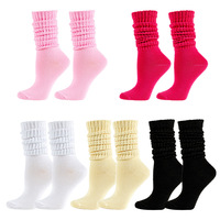 Chaussettes mi-mollet froncées à volants pour femmes, couleur unie, bord festonné, en tricot, pour le quotidien et les soirées
