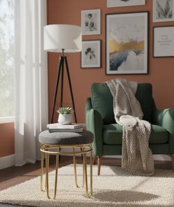 Taburetes Otomanos de Lujo Modernos con Estructura de Acero y Tapicería de Lino, Muebles de Asiento y Reposapiés para Apartamento, Escuela, Sala de Estar y Dormitorio - Product Image 2