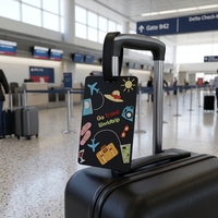 Étiquette de bagage en PVC à motif de lettres de dessin animé, vente en gros, étiquette créative pour avion, sangle pour carte d'embarquement, Fujian Chine