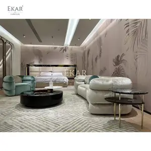 Set Sofa desain baru untuk interior elegan, set sofa Modular beludru mewah Modern