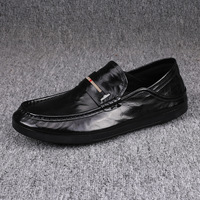 Chaussures basses confortables pour hommes, chaussures décontractées de style coréen à semelle plate toutes saisons, semelle extérieure en caoutchouc résistante à l'usure, cuir fendu