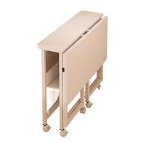 Table pliante en bois pour la maison, bureau d'ordinateur mobile pour chambre à coucher ; roulettes ultra-fines et silencieuses, idéale pour les petits appartements, les étudiants, YeZhuLin
