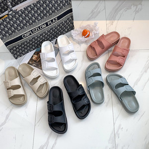 Women's Summer New Adjust 2 Strap for Slippers Sandals Buckle Korean Style Wide <b>Slide</b> Soft Bottom Anti-Slippery Cushioning - Product Image 3