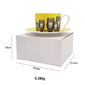 Taza y platillo de búho Funase, diseño de cocodrilo, regalo, taza de café, tazas de cerámica