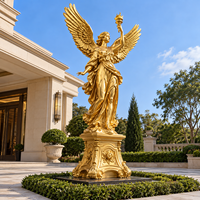 Statue personnalisée Aile de la Victoire dorée en résine et fibre de verre pour la décoration d'entrée d'hôtel et la décoration de projets commerciaux