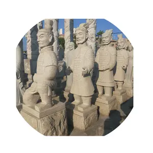 Chino BING MA YONG los guerreros de terracota figura escultura de talla de piedra decoración adornos y Antiguos guerreros de piedra estatua