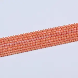 Natural 4mm Round Pink Coral String of Beads