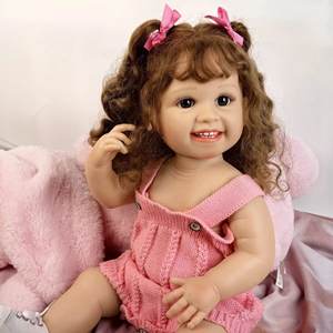 Cheveux enracinés bébé pleine Silicone nouveau-né poupée peut bain 55cm <span class=keywords><strong>Reborn</strong></span> fille bébé poupées pour cadeau pour enfants - Product Image 2