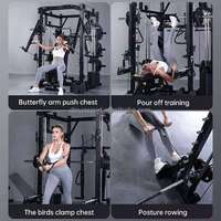 Máquina Smith Multifuncional Todo en Uno con Rack de Potencia, Cable Crossover, Rack de Sentadillas, Prensa de Piernas, Remo y Entrenador de Pecho Mariposa