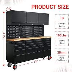 <span class=keywords><strong>Coffre</strong></span> à <span class=keywords><strong>outils</strong></span> roulant de <span class=keywords><strong>72</strong></span> <span class=keywords><strong>pouces</strong></span> 15 tiroirs Roues 3 armoires supérieures Capacité de charge de 15kg Noir mat - Product Image 3