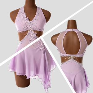 Custom Lavender Lyrical <b>Dance</b> <b>Dress</b> Halter Mesh Custom Women Figure Skating <b>Dress</b> Jazz Competition Stage <b>Dance</b> Costume - Product Image 2