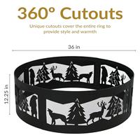 Brasero d'extérieur portable en métal de 36 pouces pour le camping ou le jardin - Ouvertures à 360 degrés pour la faune - Forêt et nature sauvage