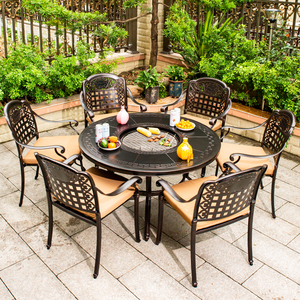 Best Price Cast Aluminum Barbecue Table and <b>Chair</b> Set Outdoor Hotpot Patio Funiture C-A-20 Aluminum Patio Furniture C-A-20 - Product Image 5