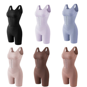 Body sculptant intégral sans couture pour femme, à double boutonnage, effet ventre plat et rehausseur de fesses, avec entrejambe ouvert - Product Image 1