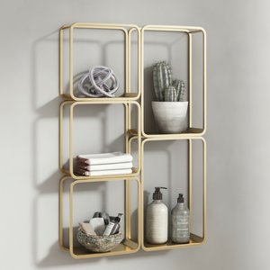 Étagères murales rectangulaires dorées chics, idéales pour décor contemporain et vie organisée. Disponible aux prix de gros. - Product Image 1