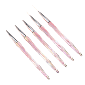 Lot de 5 pinceaux à ongles en silicone avec manche acrylique dégradé, stylo de modelage en silicone pour nail art et peinture au gel, emballage en sac PVC - Product Image 6