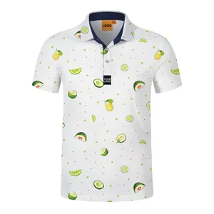 Camisetas polo de golfe para homens com logotipo personalizado de 4 vias e absorção de umidade por atacado OEM respirável