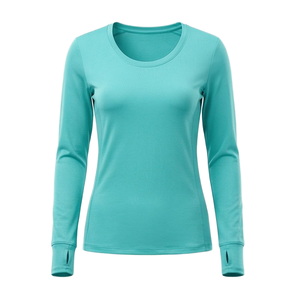 Haut d'infirmière décontracté respirant et extensible en toile de polyester à col montant et manches longues personnalisé pour femme - Product Image 1