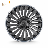 Jantes forgées concaves directionnelles personnalisées, finition Gunmetal avec lèvre argentée polie, 18-24 pouces, 2 pièces, PCD ET personnalisé pour berlines haut de gamme