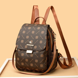 Sac à dos rétro imprimé pour femmes Sac de voyage tendance Simple grande capacité Sac à dos décontracté pour femmes à double usage Mochilas para ninas - Product Image 1