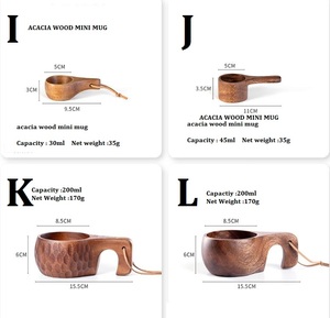 Mug à café et tasse à lait en bois d'acacia massif de style nordique moderne 220 ml Écologique LEXDO - Product Image 4