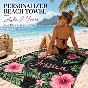 Toallas de Playa de Diseño Personalizado, Secado Rápido, Impresión Personalizada, Toallas de Playa de Microfibra Antiarena para Camping y Piscina - Product Image 2