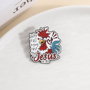 Broche religieuse émaillée Jésus Coq Rouge, motif 'Pourquoi vous essayez de <span class=keywords><strong>me</strong></span> tester, Jésus qui est en moi', pour sac, revers, badge, bijou, cadeau - Product Image 2