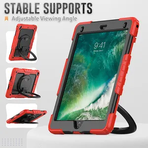 Rotatable Handle Grip Stand Screen Film Tablet Cover For IPad 9.7 2017 2018/Air 2 Universal Silicone Shockproof Rugged Case